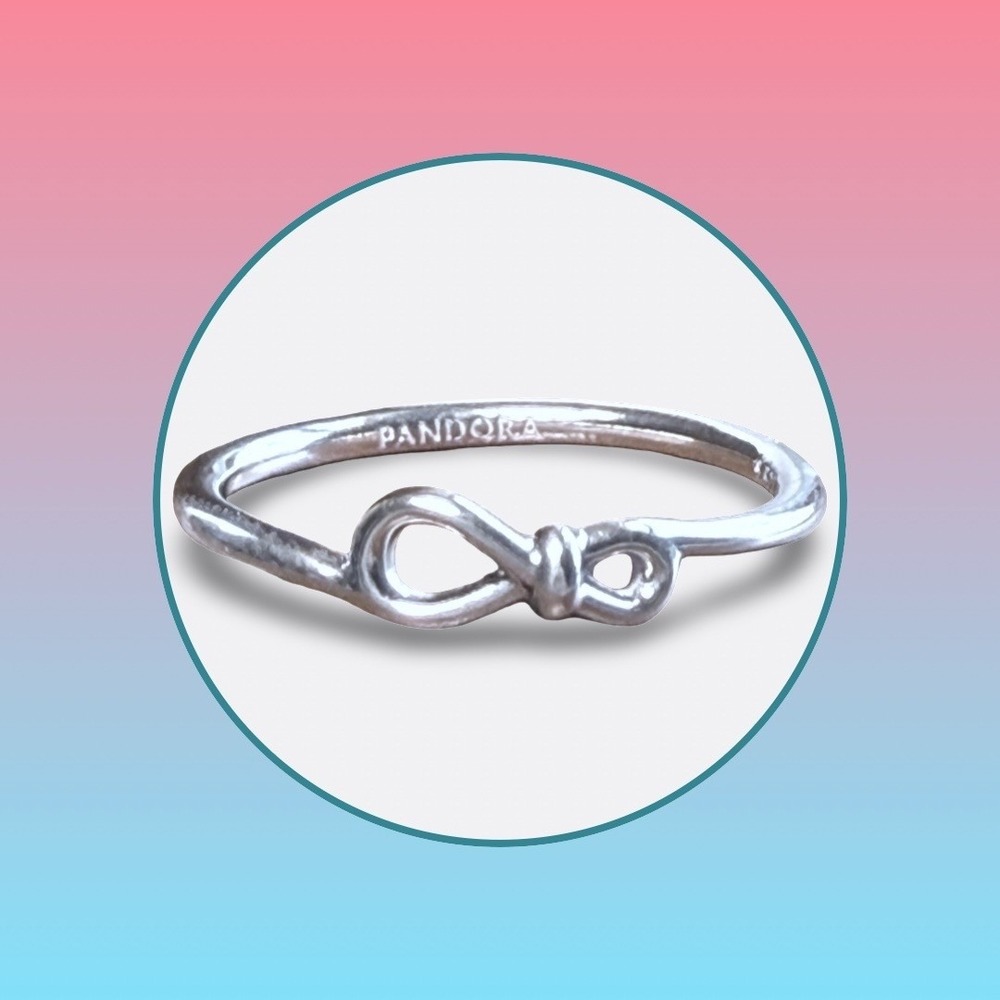 Pandora Infinity Knot Ring 7 Sterling Silver Stackable 198898C00 Minimalist 925